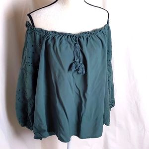 Maurices Off Shoulder Soft Top / Sage Green / 2x